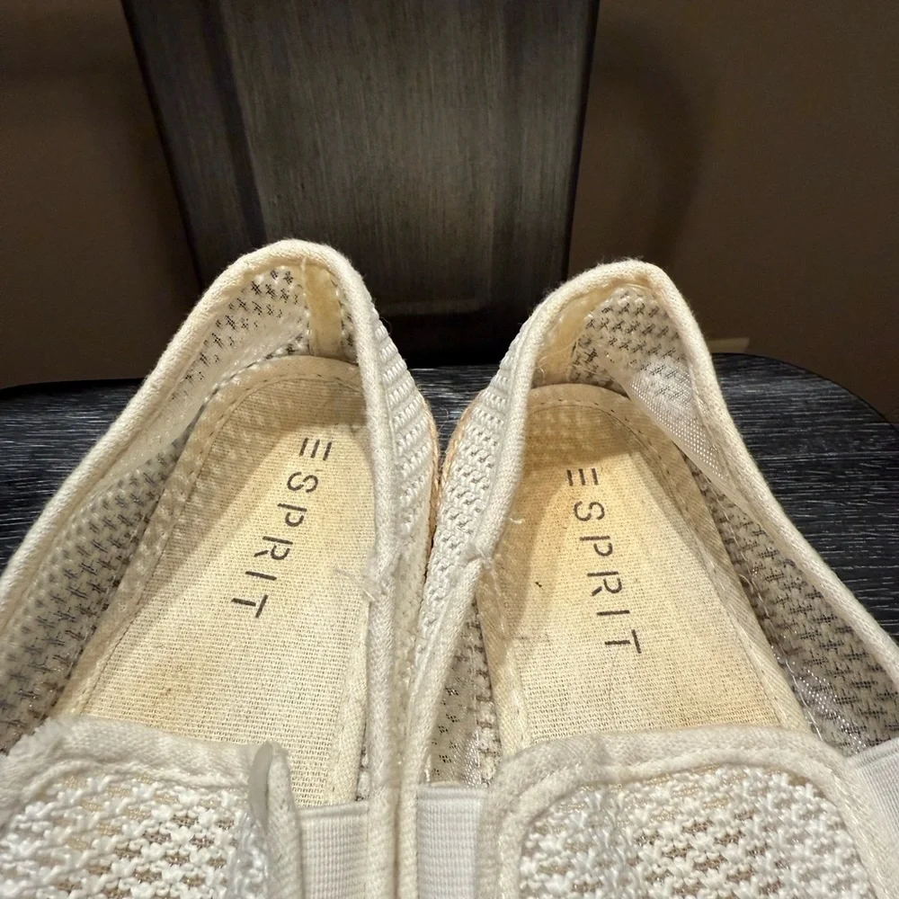 Esprit Women Shoes Espadrille Loafer Slip On Flat Cream Shoes Size 8.5M